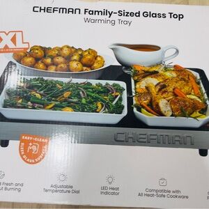 Chefman Family-Sized Glass Top Warming Tray- Brand New